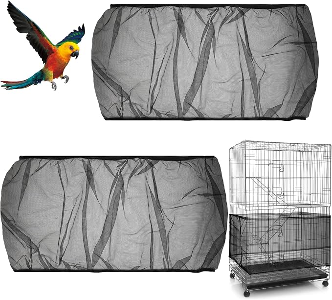 2PCS Bird Cage Cover, Bird Cage Seed Catcher, Birdcage Cover Skirt, Airy Nylon by Unknown