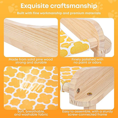 Elevated Wooden Cat Bed – 24"x15.7"x5.9" Breathable Hammock Pet Bed - Image 3