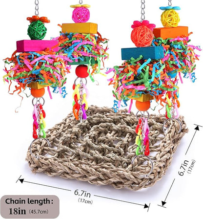 Parakeet Toys Bird Toys Conure Toys Birdcage Stands Bird Foraging Wall Seagrass - Image 6
