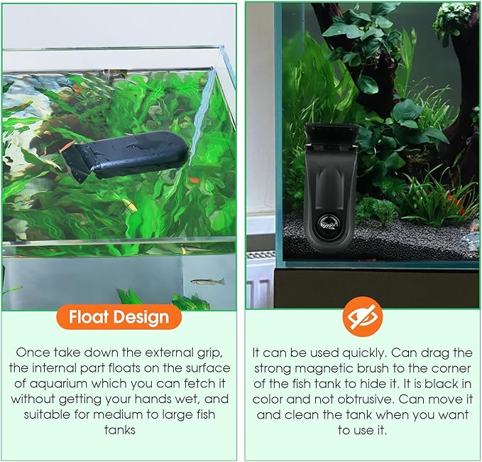 hygger Aquarium Glass Cleaner, Magnetic Fish Tank Cleaner Brush - Image 3
