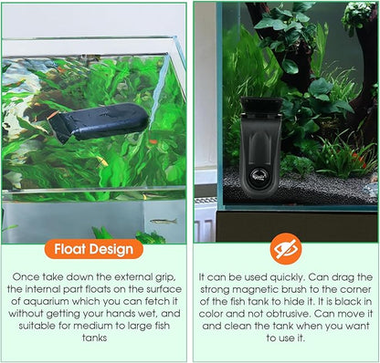 hygger Aquarium Glass Cleaner, Magnetic Fish Tank Cleaner Brush - Image 3