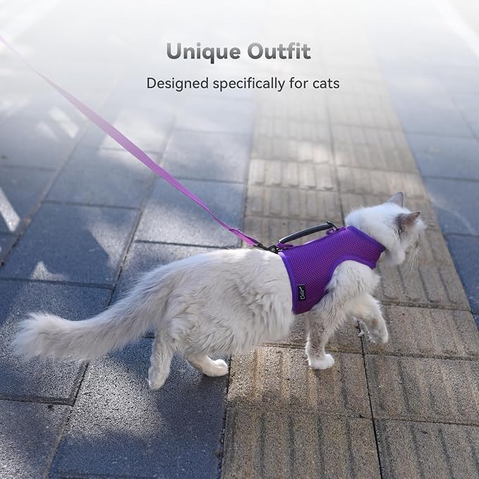 Cat Harness and Leash for Walking Escape Proof Breathable Mesh Fabric, - Image 7
