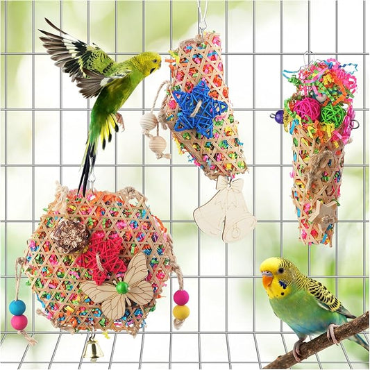 Bird Toys, Parakeet Foraging Toy, Hanging Chewing Toy, Bird Cage Accessories – by Matutinus
