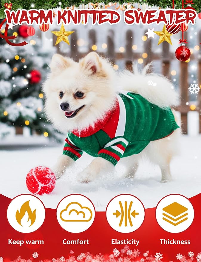 Dog Christmas Sweater, Soft Warm Pet Clothes Coat - Image 4