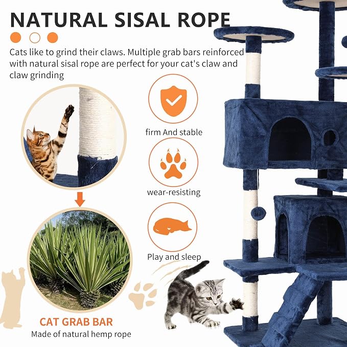 Cat Tree for Indoor Cats, Space Saving Cat Activity Center, Durable Pet Play - Image 4
