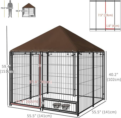 PawHut Outside Dog Kennel, 4.6' x 4.6' x 5' Puppy Play Pen - Image 7