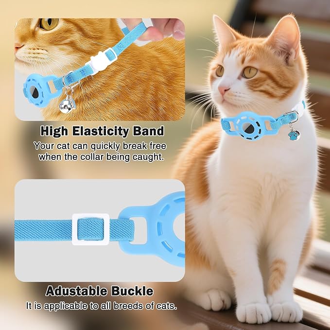 Airtag Cat Collar Breakaway, Stretchy Cat Tracker Collar - Image 3