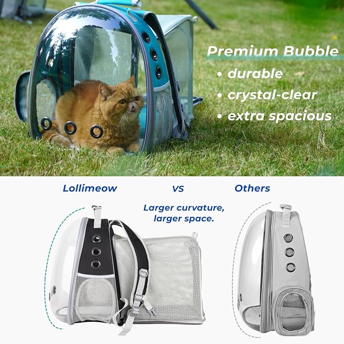 Lollimeow Cat Carrier Backpack, Expandable Bubble Pet Carrier - Image 3
