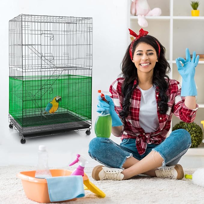 Shappy Large Bird Cage Seed Catcher, Bird Cage Cover Net Skirt Guard, - Image 7