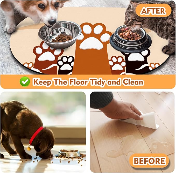 Cat Food Mat 24''x16'', Absorbent Cat Mats - Image 5