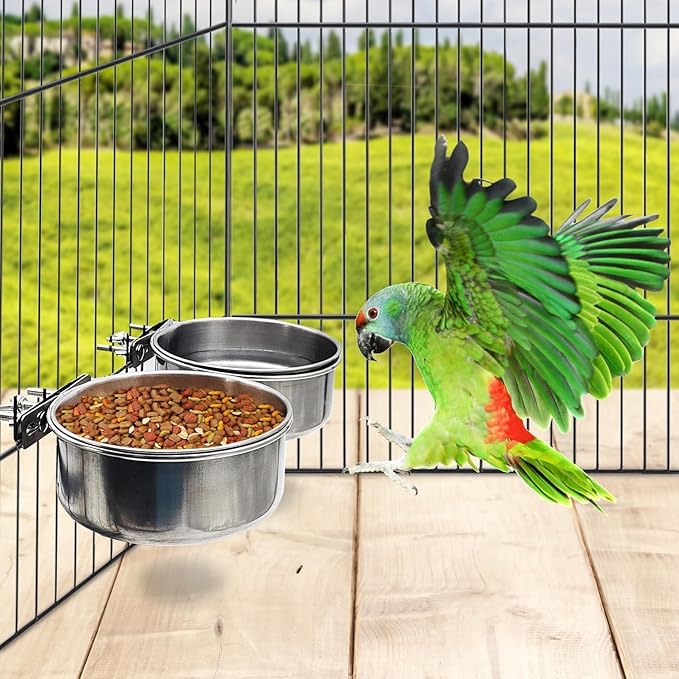 PINVNBY 2pcs Stainless Steel Bird Bowl Water Bowl Stainless Steel Bird Feeding - Image 4