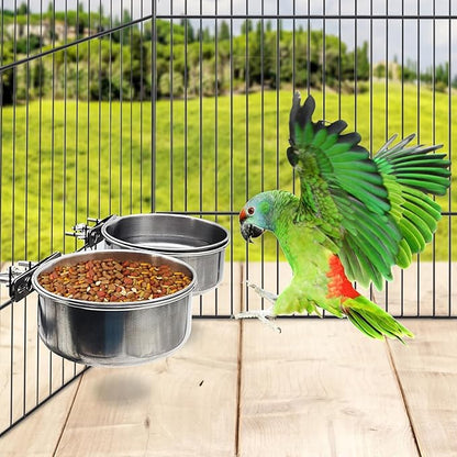 PINVNBY 2pcs Stainless Steel Bird Bowl Water Bowl Stainless Steel Bird Feeding - Image 4