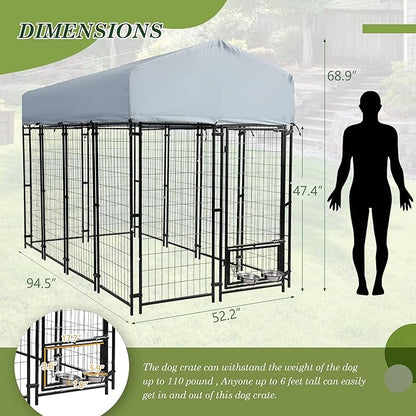 Grepatio Outdoor Dog Kennel for Large Dogs, Heavy Duty Welded Wire Steel Dog - Image 7