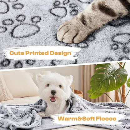 Luciphia 1 Pack 3 Blankets Fluffy Premium Fleece Pet Blanket Flannel Paw - Image 5