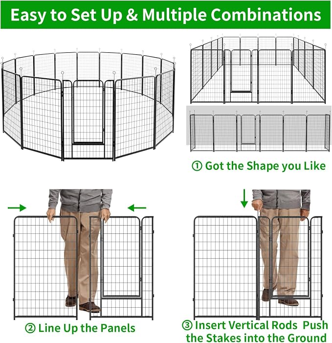 Dog Playpen Outdoor Extra Wide 16 Piece Panels Heavy Duty Dog Fence 50" Height - Image 7