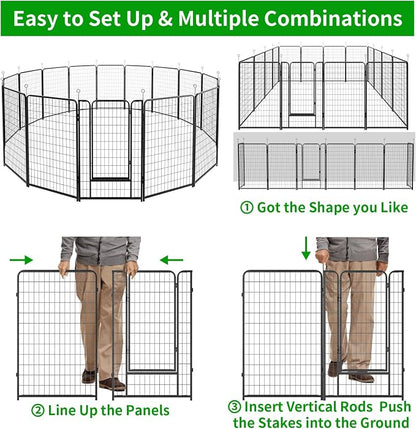 Dog Playpen Outdoor Extra Wide 16 Piece Panels Heavy Duty Dog Fence 50" Height - Image 7