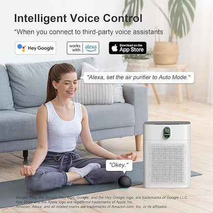 MORENTO Air Purifier for Home Large Room Bedroom Up to 1076 ft², Wi-Fi and - Image 3