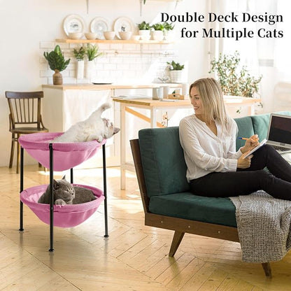 Double Cat Bed Pink, Breathable Pet Bed - Image 2