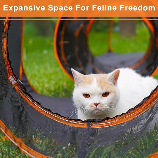 7 in 1 Outdoor Cat Enclosure, Foldable Pop-Up Mesh Playpen Tunnel - Image 2