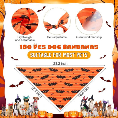 Aliceset 180 Pcs Halloween Dog Bandanas Bulk Halloween Bandana - Image 2