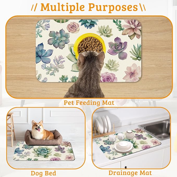 Dog Bowl Mat, Cactus Pet Feeding Mat - Image 7