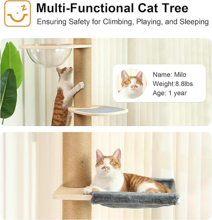 FUKUMARU Floor to Ceiling Cat Tree, 6 Level Adjustable Height Climbing Tower - Image 2
