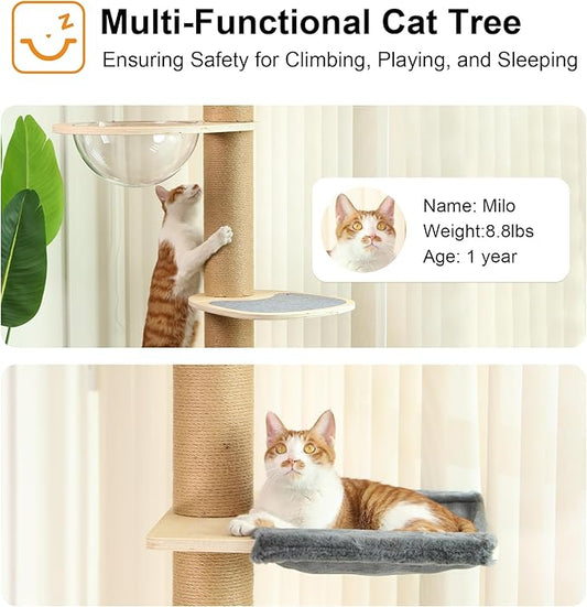 FUKUMARU Floor to Ceiling Cat Tree, 6 Level Adjustable Height Climbing Tower - Image 2