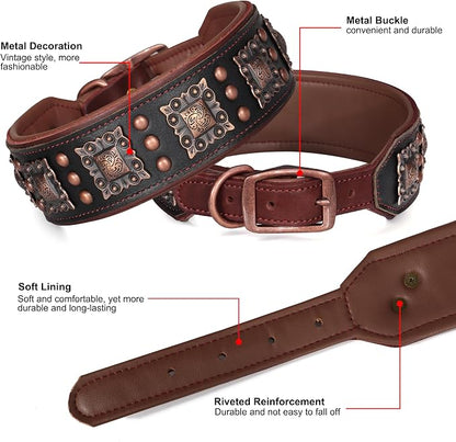 PET ARTIST Soft Padded Leather Dog Collar, 2 inch Wide Genuine Leather Dog - Image 5
