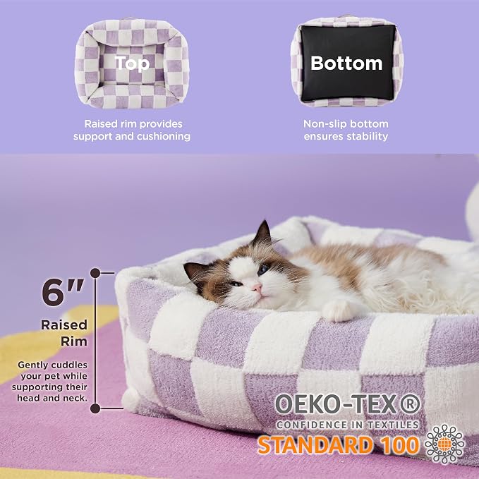 LE SURE Cute Dog Bed for Small Dogs & Cats- Washable Puppy Beds, Cozy Rectangle - Image 3