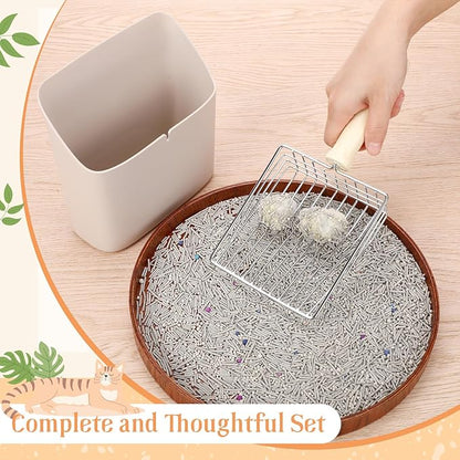 Cat Litter Scooper Kit Wooden Handle Metal Cat Litter Scoop Includes Small - Image 5