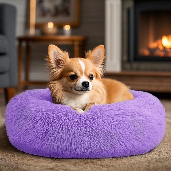 Dogs Bed for Small Dogs, Anti-Anxiety Washable Round Bed - Image 5