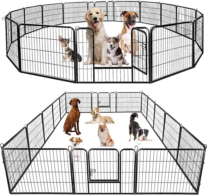 BestPet | Dog Playpen | 24 Inch, 16 Panels | Heavy Duty Metal Pet Exercise Pen by BestPet