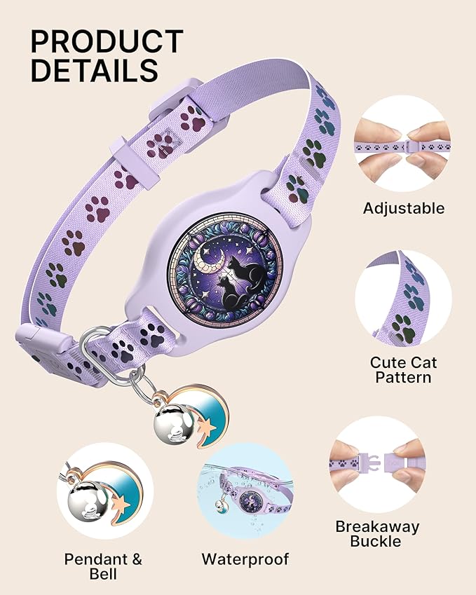 Cat Collar with Airtag Holder, 2 Pack Waterproof Breakaway Kitten Collar - Image 3
