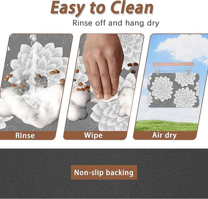 Dahlia Dog Cat Food Mat, Non-Slip Water Bowl Placemat, Indoor Pet Accessories - Image 4