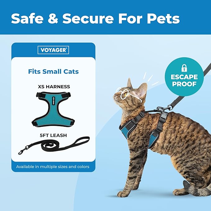 Voyager Escape-Proof Step-in Lock Cat Harness & 5ft Neoprene-Handle Leash Set - Image 2