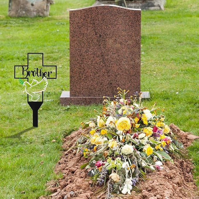 BUoonyer Garden Stake Graves Cemetery Decorations, Brother Metal Memorial Grave - Image 5
