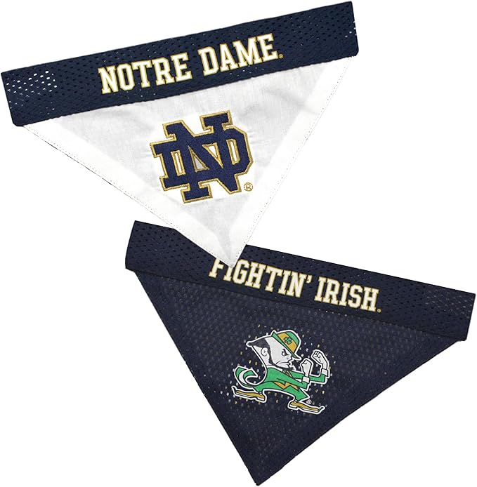 Pets First Collegiate Pet Accessories, Reversible Bandana, Notre Dame Fighting by PETSFIRST