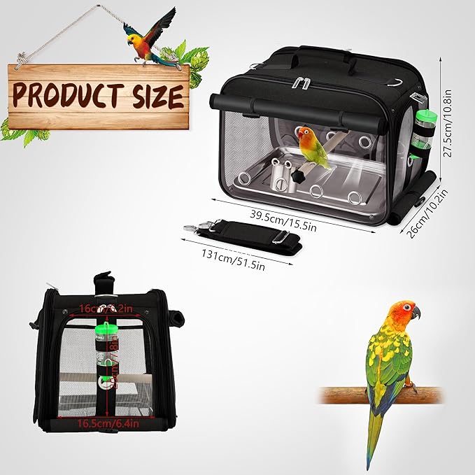 Suertree Bird Carrier Airline Approved, Bird Travel Cage - Image 6
