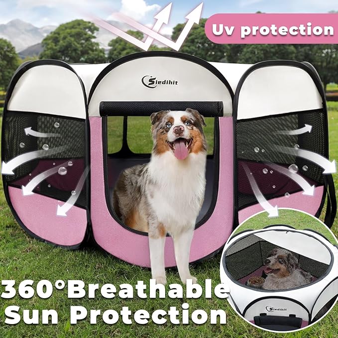 Pink Puppy Playpen for Large Dog Cat, Dog Tent Crates Cage Indoor/Outdoor - Image 6