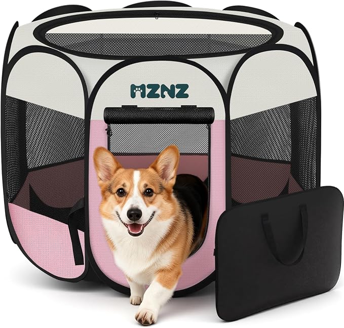 Dog Playpen, Portable Puppy Pet Crate Indoors by MZNZ