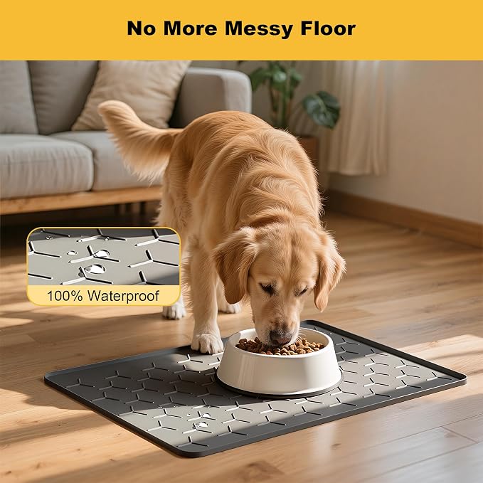Pieviev 24''x16'' Dog Cat Food Bowl Mat, Silicone Waterproof Food Grade Pet - Image 4