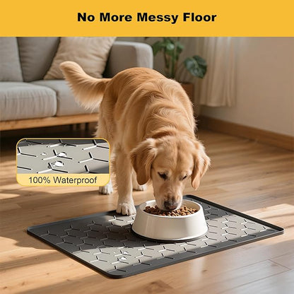 Pieviev 24''x16'' Dog Cat Food Bowl Mat, Silicone Waterproof Food Grade Pet - Image 4