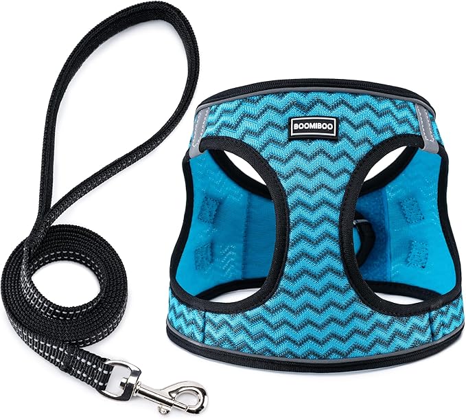 BOOMIBOO Dog Harness with Leash Set, No Pull Adjustable Reflective Step-in by BOOMIBOO