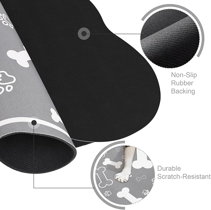 Dog Cat Food Mat, Rapid Absorbent Pet Feeding Placemat, Bone Shaped - Image 3