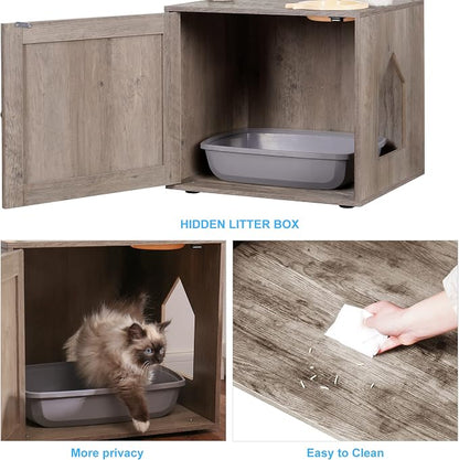 Hey-brother Cat Tree with Litter Box Enclosure, All-in-one Cat Tower - Image 6