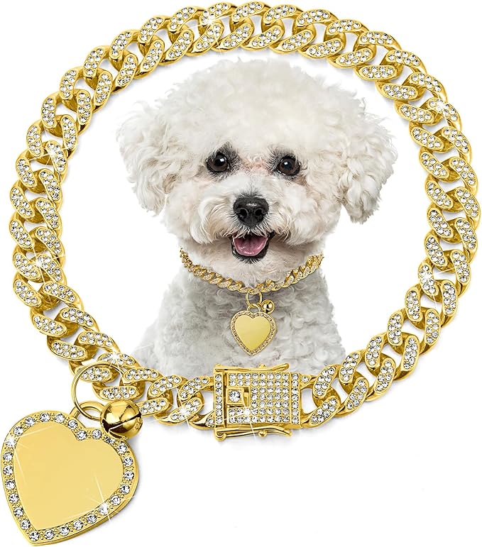 Hillban Dog Chain Gold-Plated Diamond Collar by Hillban