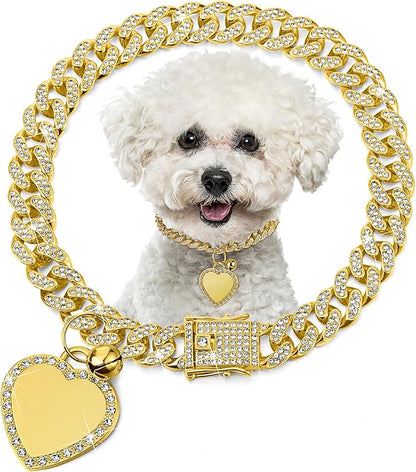Hillban Dog Chain Gold-Plated Diamond Collar by Hillban