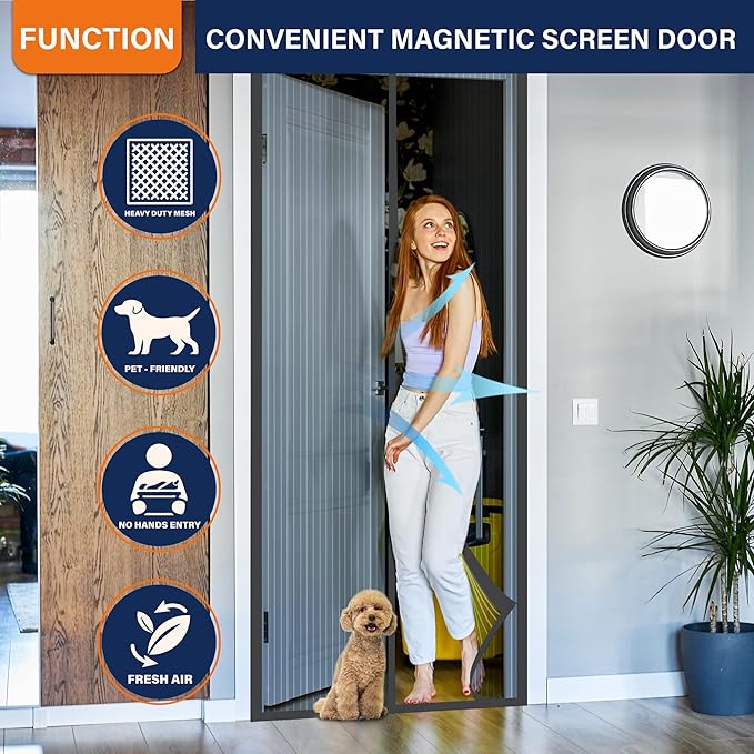 Mesh Screen with Magnetic Closure-Keeps Bugs Out Let Breeze in, Heavy Duty - Image 4