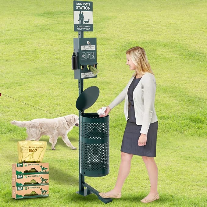 Qinyoung Pet Waste Station, Includes 600 Roll Bags, Dog Waste Station by Qinyoung
