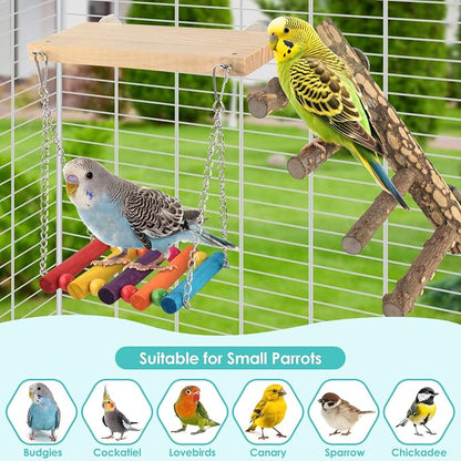 3in1 Bird Perch Toys for Parrots, Wooden Ladder Perch for Cage, Parrot Platform - Image 6